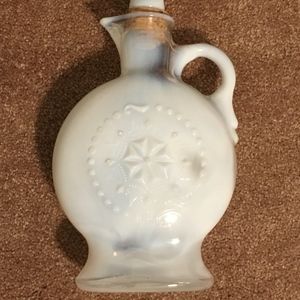 Glass Jim Beam Decanter with White Milk Glass Look
